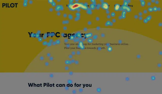 example of a heatmap from pilotdigital.com homepage