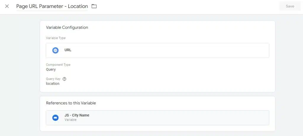 screenshot showing the url variable targeting a parameter with location